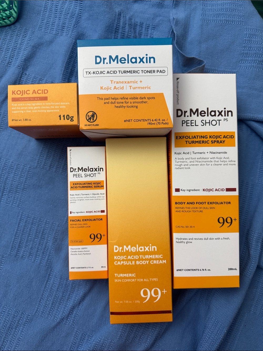 NIB Dr. Melaxin Kojic Acid Turmeric 5 Piece Skincare Set
